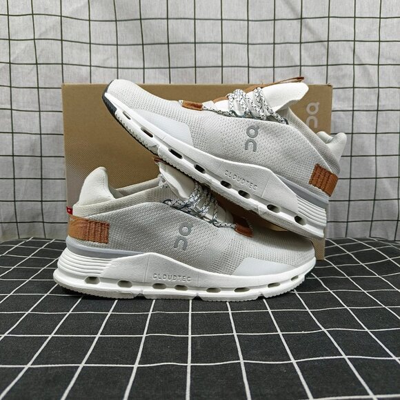 On Cloudnova White Pearl Running Shoes Womens Sneaker - Picture 4 of 5